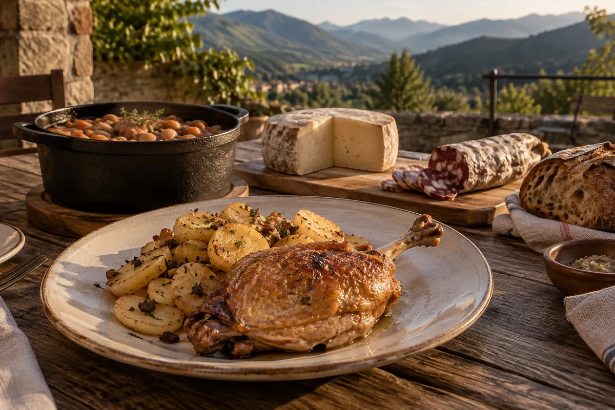 Assiette de confit de canard et pommes sautées servie en formule du midi dans un restaurant de Pamiers